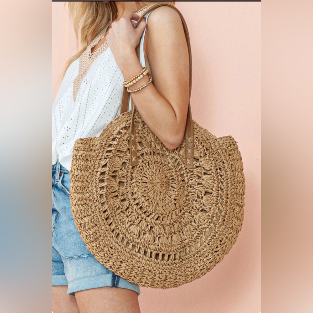 NEW CAMEL BOHO WOVEN
STRAW SHOULDER BAG